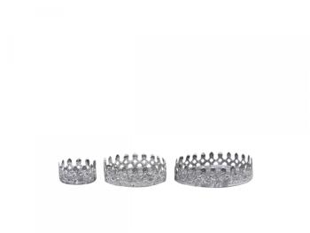 Set 3ks zinkový antik kovový svícen Lace Crown - Ø 4,5*2,5 / Ø 8*3/ Ø 10*3cm 64053300