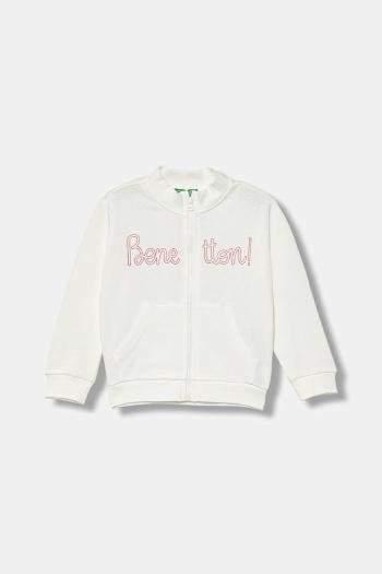 Detská bavlnená mikina United Colors of Benetton biela farba, vzorovaná, 3J70G503U