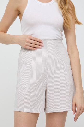 Bavlněné šortky Max Mara Leisure béžová barva, vzorované, high waist, 2416141038600