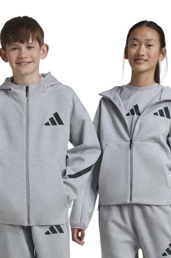 Dětská mikina adidas J Z.N.E.FZ šedá barva, s kapucí, s potiskem, JI7548