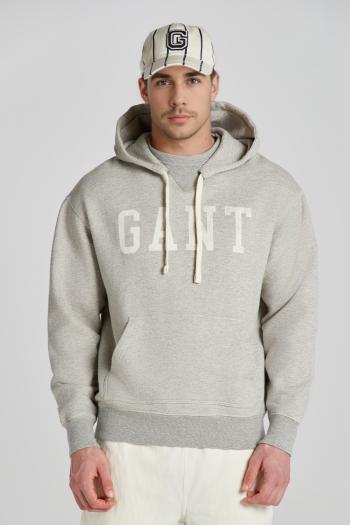 MIKINA GANT HEATHER GRAPHIC HOODIE GREY MELANGE