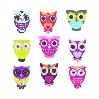 Samolepicí dekorace Owls, 30 x 30 cm