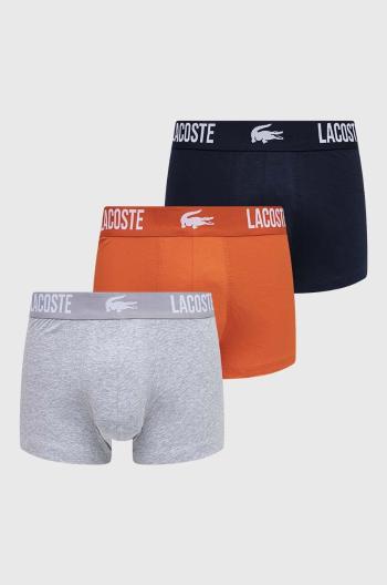 Boxerky Lacoste 3-pack pánské, šedá barva