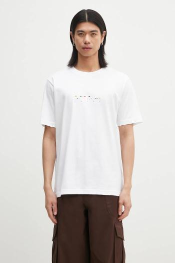 Bavlnené tričko Norse Projects Johannes Organic Code Print T-shirt pánske, biela farba, s potlačou, N01.0689.0001