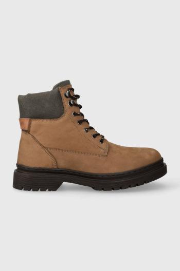 Semišové boty Pepe Jeans HARRY BOOT pánské, hnědá barva, PMS50236