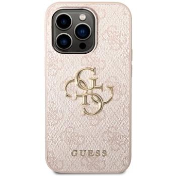 Guess PU 4G Metal Logo Zadní Kryt pro iPhone 14 Pro Max Pink (GUHCP14X4GMGPI)