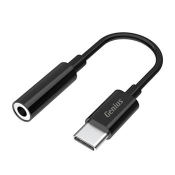 USB/Audio převodník, USB C samec - Jack (3.5mm) samice, stereo, černá, Genius ACC-C100