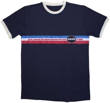 Oasis Tričko 1996 Tour Horizontal Stripes Ringer Unisex Navy Blue S