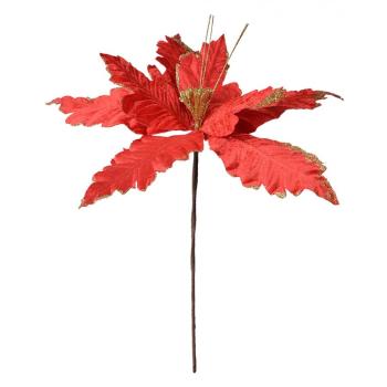 Dekorace zápich červená květina vánoční hvězda Poinsettia - Ø 34*48 cm 65834