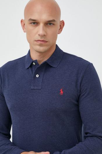 Bavlněné tričko s dlouhým rukávem Polo Ralph Lauren tmavomodrá barva