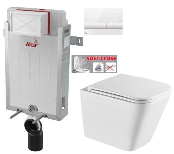 ALCADRAIN Renovmodul předstěnový instalační systém s bílým tlačítkem M1710 + WC INVENA FLORINA WITH SOFT, včetně soft/close sedátka AM115/1000 M1710 FL1