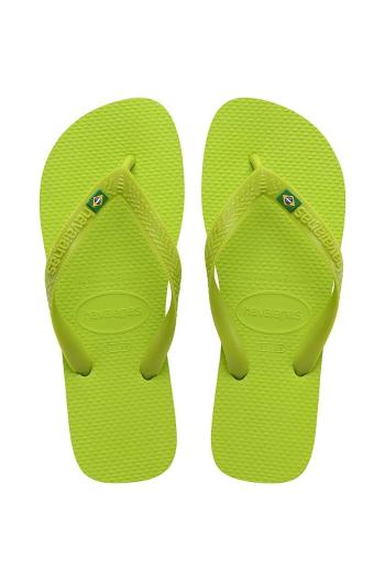 Žabky Havaianas BRASIL dámské, zelená barva, na plochém podpatku, 4000032.7344