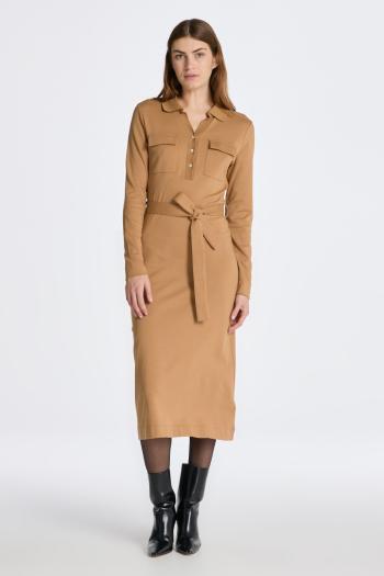 ŠATY GANT SLIM POLO JERSEY DRESS WARM KHAKI