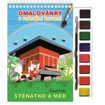 Omalovánky s vodovými barvami a štětcem: Štěňátko a med