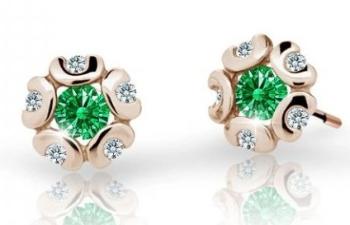 Cutie Jewellery Dětské náušnice z růžového zlata C2178-30-X-4 zelená