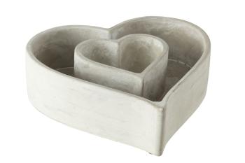 Šedý antik cementový květináč ve tvaru srdce Heart - 22*22*6 cm 43067