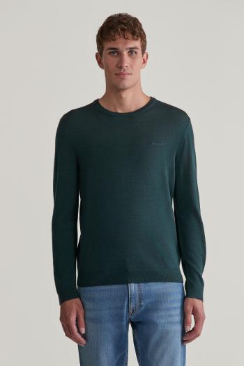 SVETR GANT EXTRAFINE MERINO WOOL C-NECK TARTAN GREEN