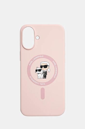 Obal na telefon Karl Lagerfeld iPhone 16 Plus 6.7 růžová barva, KLHMP16MSCMKCRHP