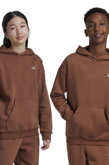 Dětská mikina adidas Originals HOODIE hnědá barva, s kapucí, s potiskem, IY9553