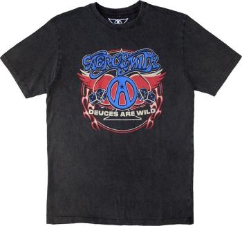 Aerosmith Tričko Rainbow Spade Stone Wash Unisex Charcoal Grey M