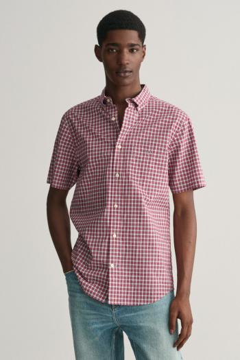 KOŠILE GANT REG POPLIN MICROCHECK SS SHIRT RUBY RED