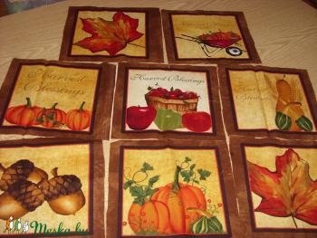 8  blokkos őszi hangulat - sütőtökös is USA design minőségi textil:  20 x 20 cm