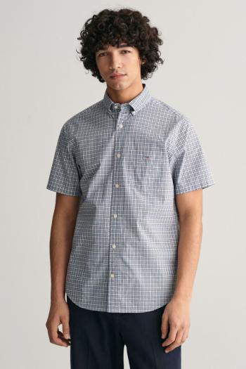 KOŠILE GANT REG POPLIN MICROCHECK SS SHIRT DOVE BLUE