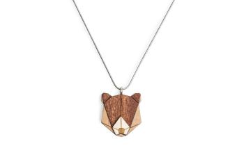 Dřevěný přívěsek BeWooden Bear Pendant na krk s řetízkem zdarma