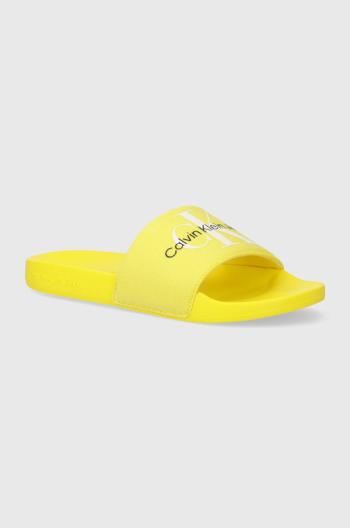 Pantofle Calvin Klein Jeans SLIDE MONOGRAM CO dámské, bílá barva, YW0YW00103