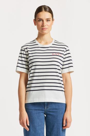 TRIČKO GANT LOGO STRIPED SS T-SHIRT EVENING BLUE