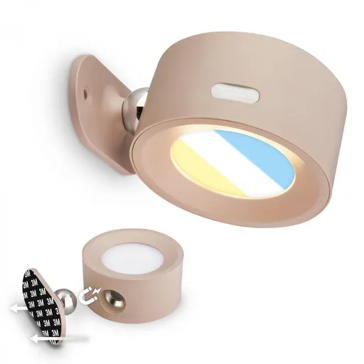 BRILONER Tari nástěnné bodové svítidlo - 1,6W, 160lm, LED, nabíjecí, CCT, stmívatelné, bezdrátové, béžová 3896011