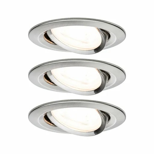 PAULMANN Vestavné svítidlo LED Nova kruhové 3x6,5W GU10 kov kartáčovaný výklopné 3-krokové-stmívatelné 934.65 P 93465