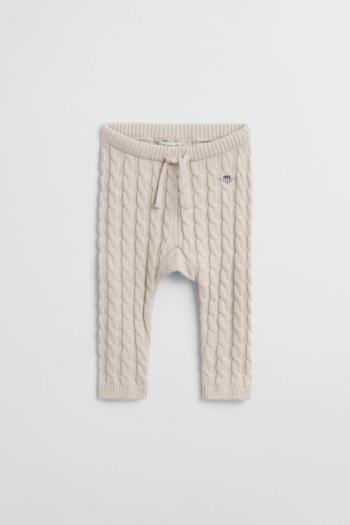 TEPLÁKY GANT SHIELD COTTON CABLE LEGGINGS LIGHT BEIGE MELANGE