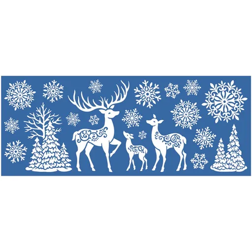 Samolepka bílá s glitry jelen 20 x 56 cm