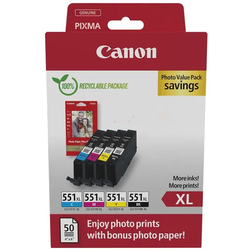 CANON CLI-551-XL - originální cartridge, černá + barevná, 660 stran