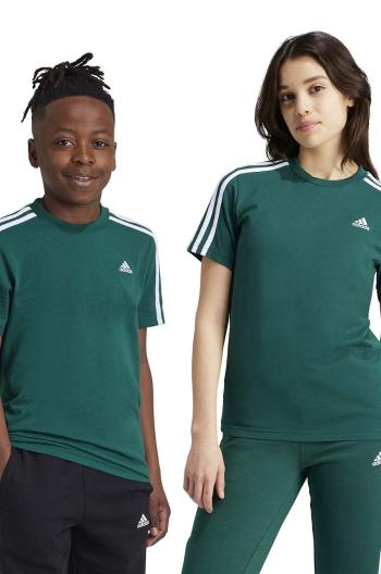 Dětské bavlněné tričko adidas U 3S TEE zelená barva, s aplikací, JF8744