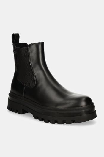 Kožené kotníkové boty Calvin Klein Jeans LUGGED CHELSEA BOOT LTH pánské, černá barva, YM0YM01069