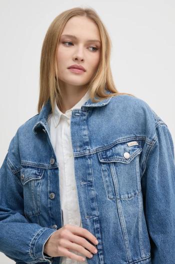 Džínová bunda Calvin Klein Jeans dámská, modrá barva, přechodná, oversize, J20J224546