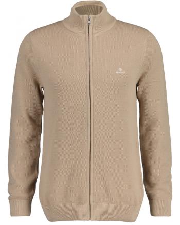 SVETR GANT COTTON PIQUE ZIP CARDIGAN DRY SAND2