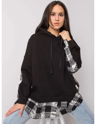 Dámská mikina s kapucí Freyah RUE PARIS černobílá