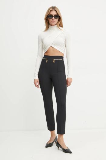 Kalhoty Elisabetta Franchi dámské, černá barva, přiléhavé, high waist, PA03646E2