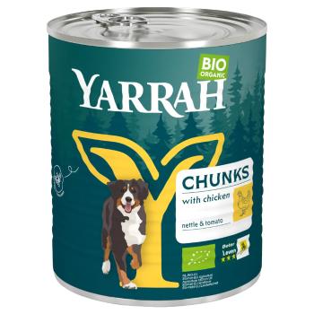 12x820g Yarrah Bio bio csirke, bio csalán & bio paradicsom falatok nedves kutyatáp