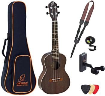 Ortega RUCOAL Deluxe SET Coal Black Koncertní ukulele