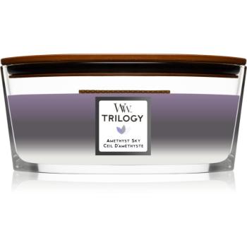 Woodwick Trilogy Amethyst Sky vonná svíčka s dřevěným knotem (hearthwick) 453,6 g