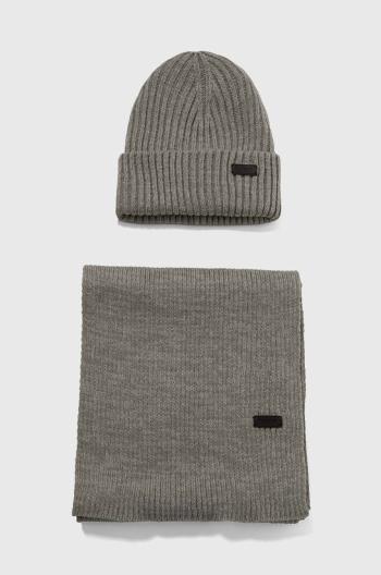 Souprava Barbour Crimdon Beanie & Scarf Gift Set šedá barva, MGS0019