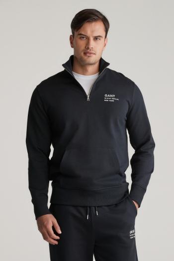 MIKINA GANT SCRIPT GRAPHIC HALF ZIP SWEAT BLACK