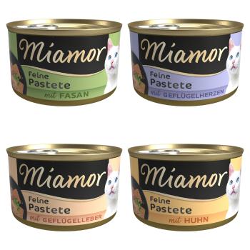 12x85g Miamor Pastete nedves macskatáp szárnyas vegyes csomag: 3x csirke, 3x fácán, 3x szárnyasmáj, 3x szárnyasszív