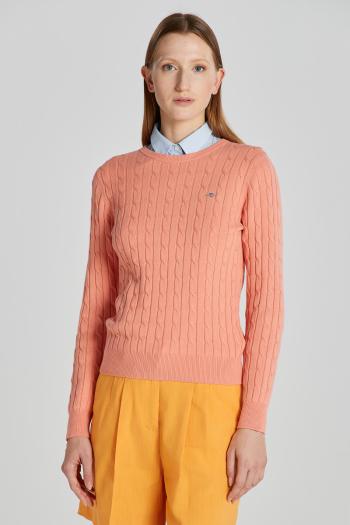 SVETR GANT STRETCH COTTON CABLE C-NECK PEACHY PINK