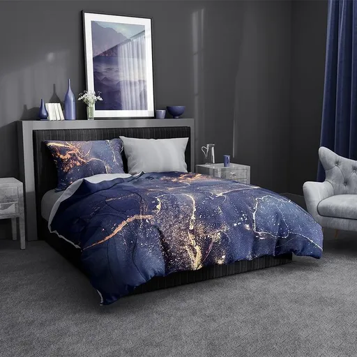 Saténové ložní povlečení MINERÁLY tmavě modré