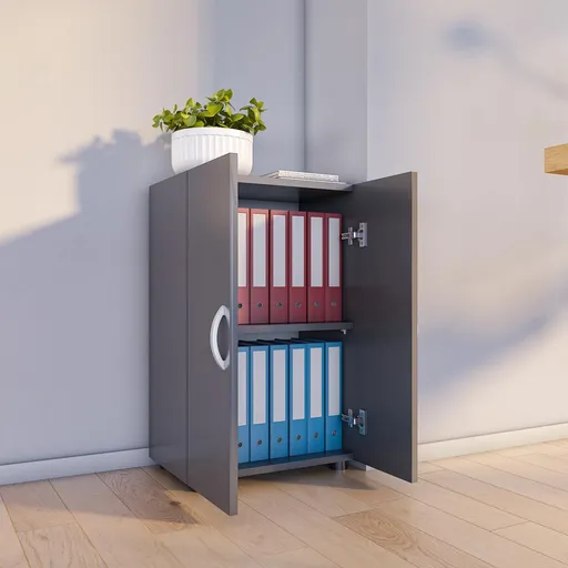 VCM Kancelářská skříň Ulas 2-komorová, antracitová